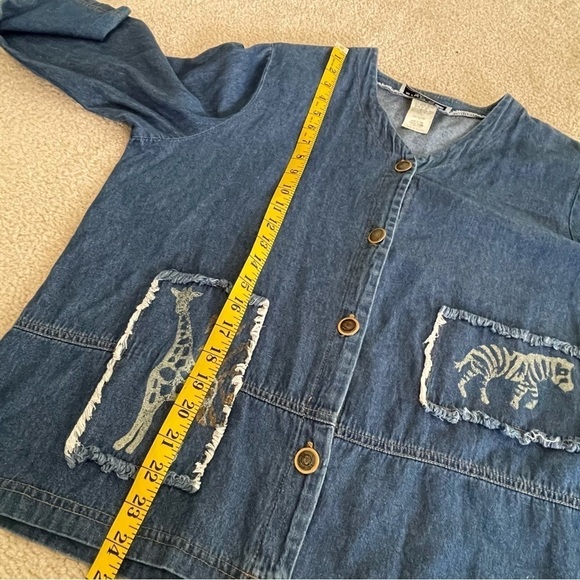 Vintage Studio G Chambray Safari Animal Print Dress & Jacket Set L Made in USA - Picture 11 of 12